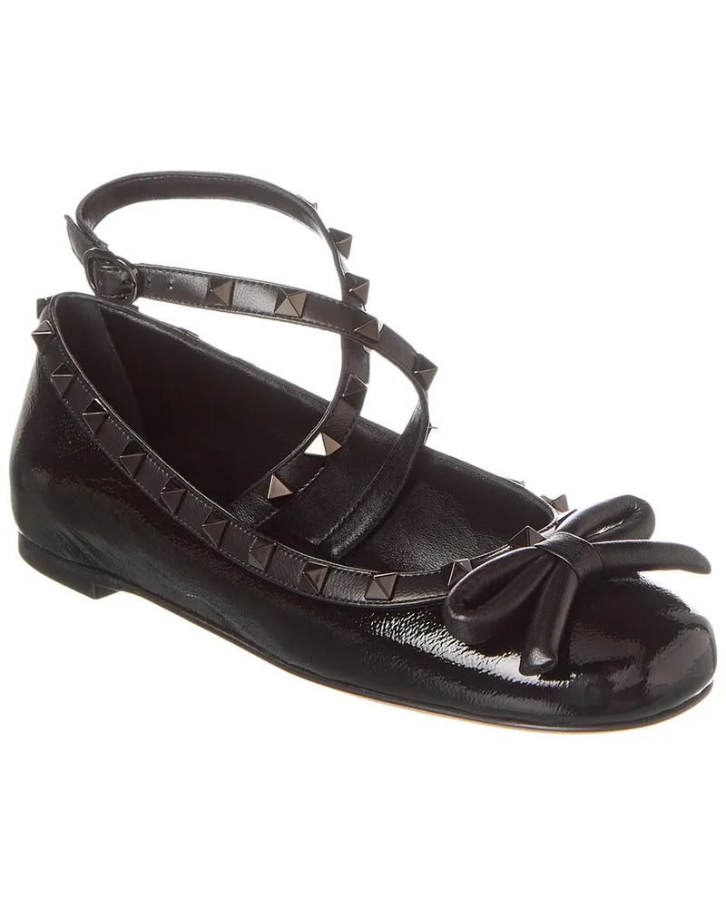 Valentino Garavani Rockstud Patent Ballet Flat Black