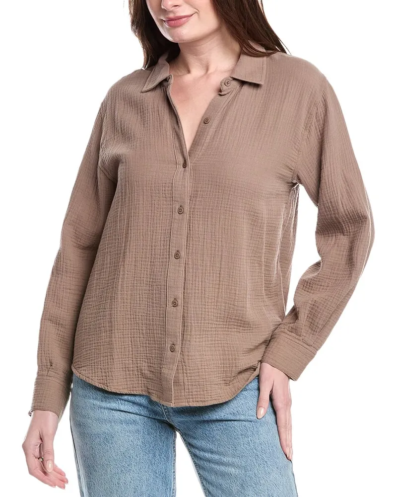 Splendid Amara Pocket Button-Down Shirt Grey
