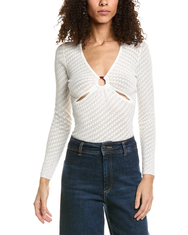 Sandro Open Knit Top White
