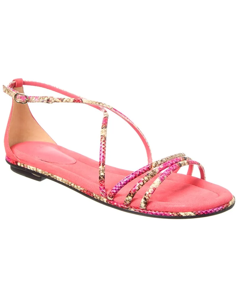 Alexandre Birman Radie Snake-Embossed Leather Sandal Pink