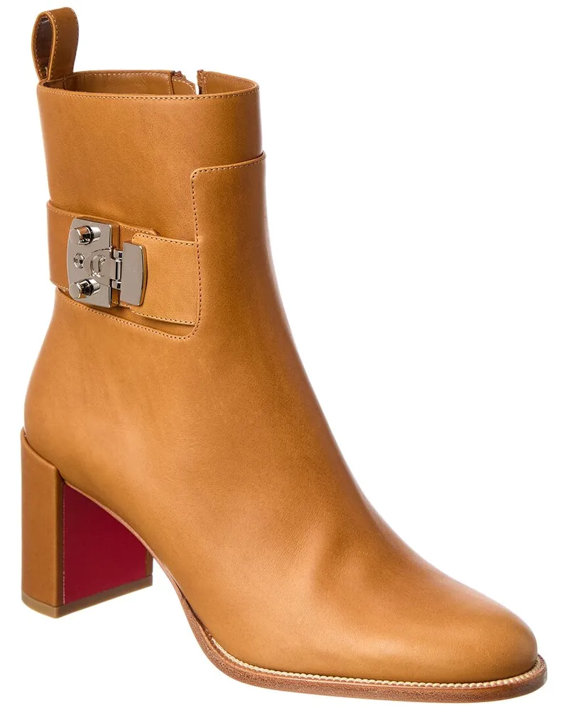 Christian Louboutin Booty Lock 70 Leather Bootie Brown