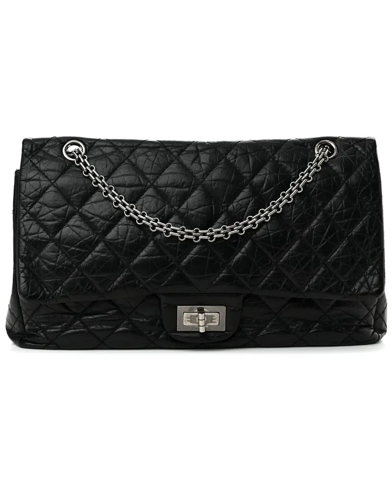 Chanel Black Aged Calfskin Leather Aged Quilted 2.55 Reissue 227 Flap  (Authentic Pre-Loved Nocolor