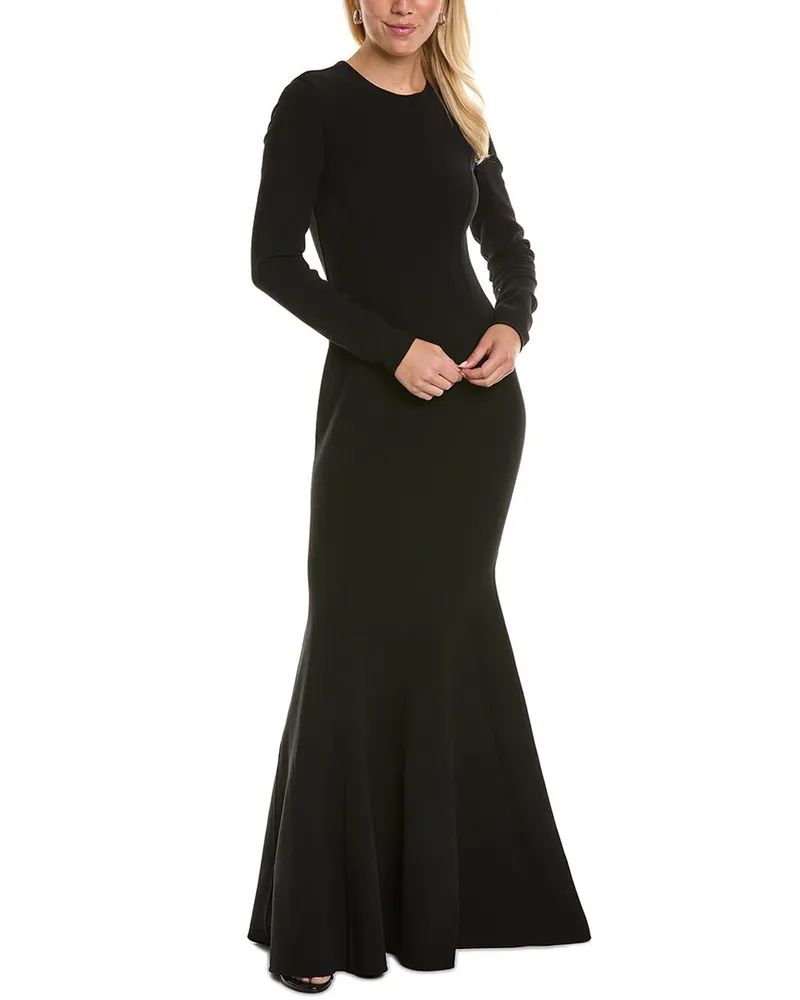 Michael Kors Collection Wool-Blend Fishtail Gown Black