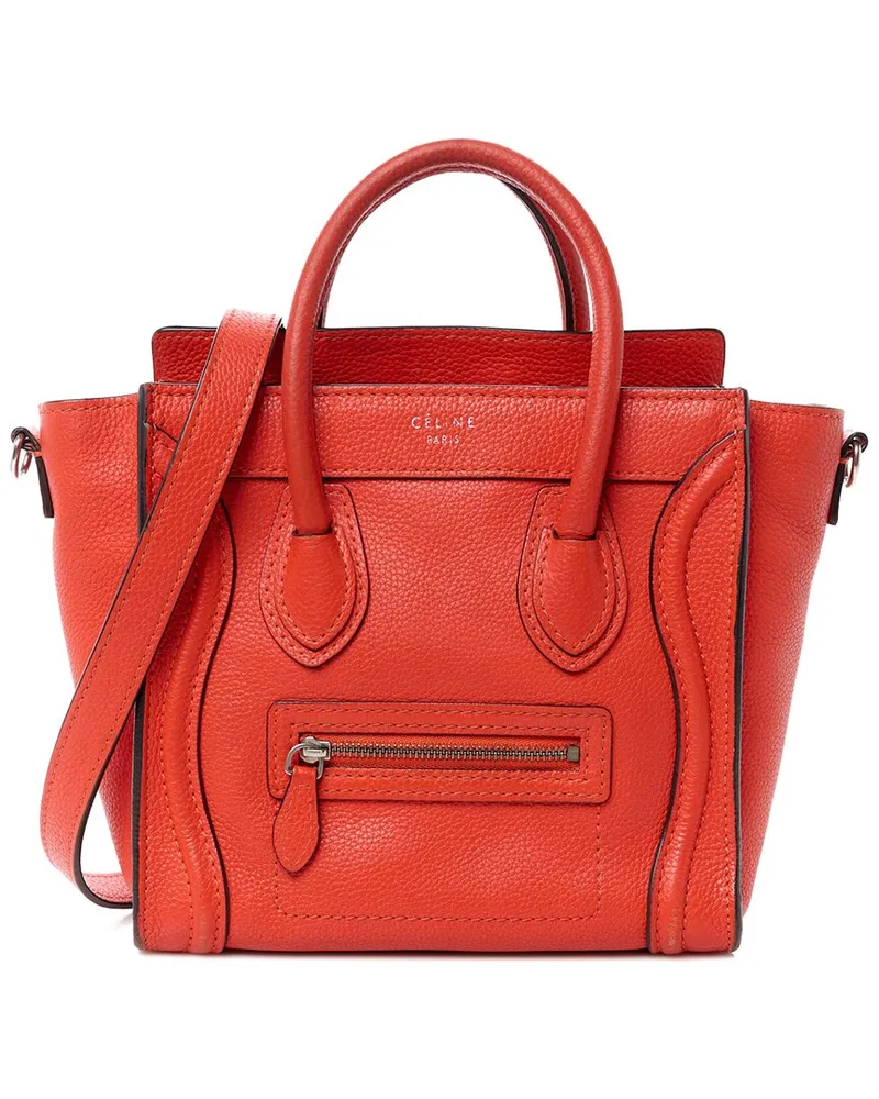 Celine Orange Leather Nano Luggage MM (Authentic Pre-Loved Nocolor