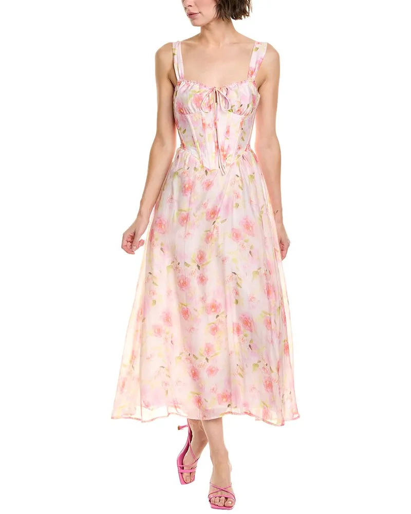Bardot Esra Printed Midi Dress Pink