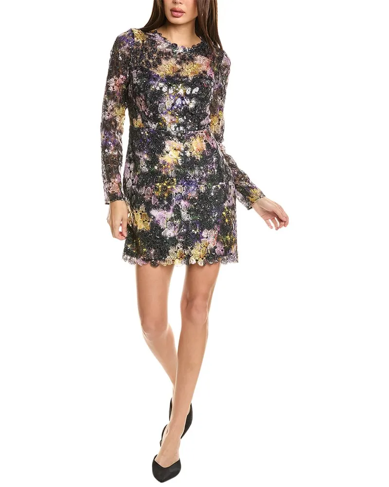 Monique Lhuillier Jenna Lace Mini Dress Black