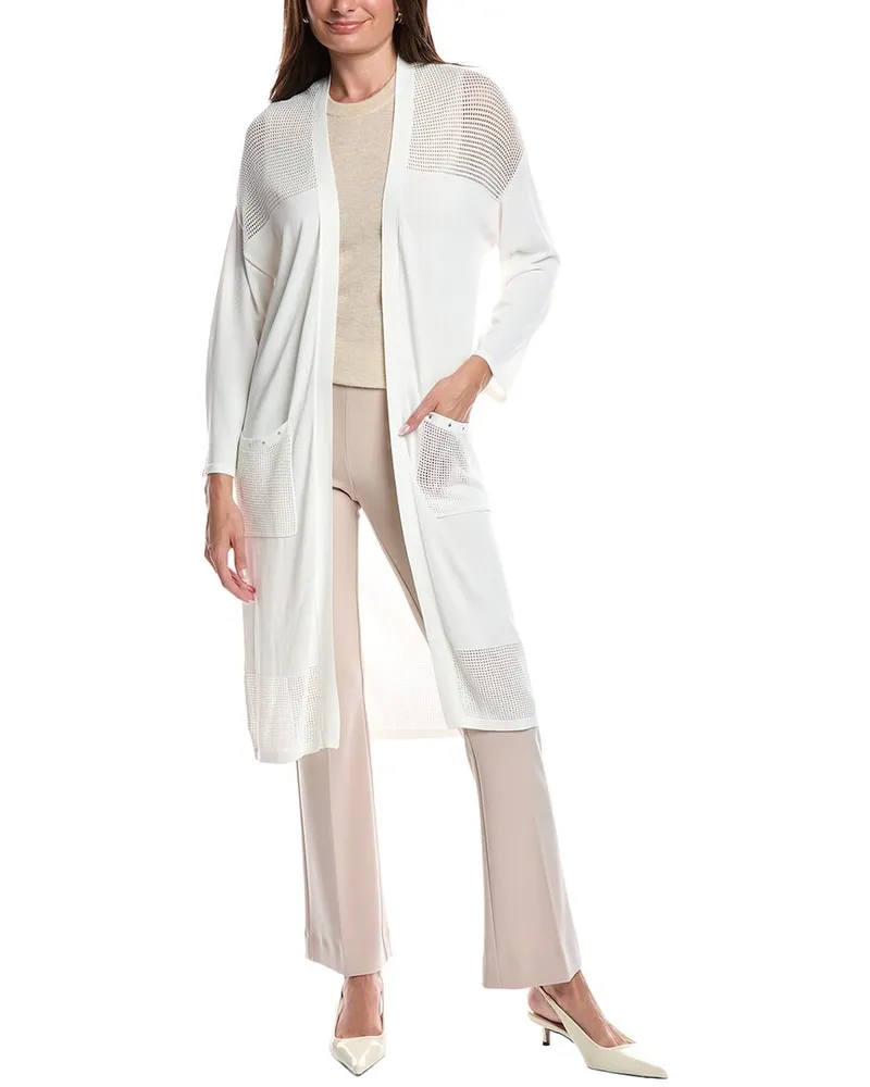 Joseph Ribkoff Mesh Yoke Duster White