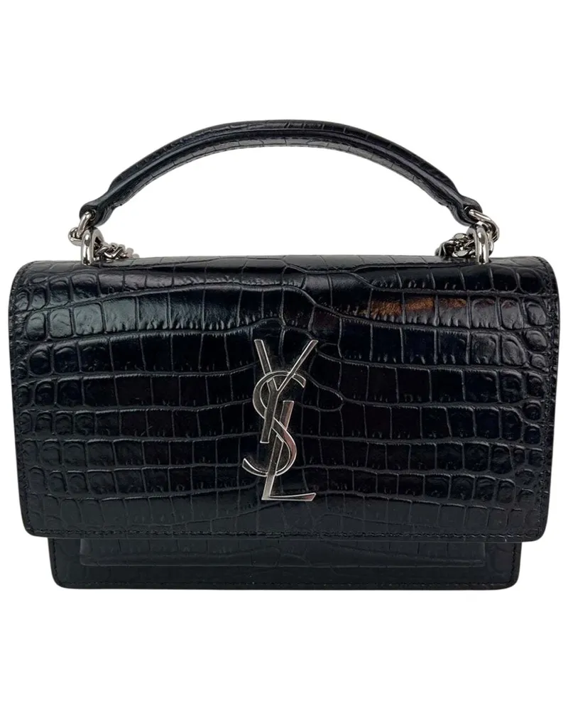 Saint Laurent Black Leather Sunset Wallet On A Chain (Authentic Pre-Loved Nocolor