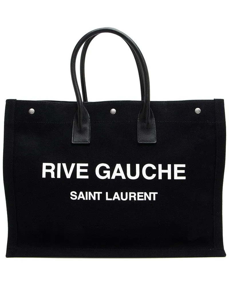 Saint Laurent Black Canvas Rive Gauche Large Tote (Authentic Pre-Loved Nocolor