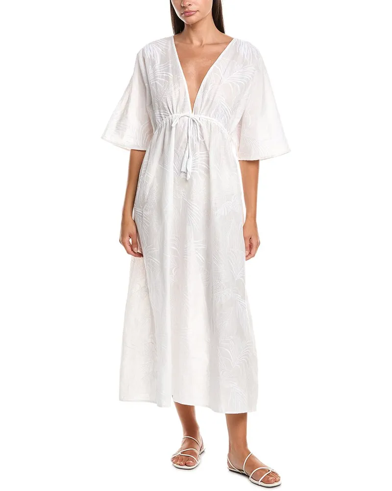 NATORI Palm Caftan Dress White