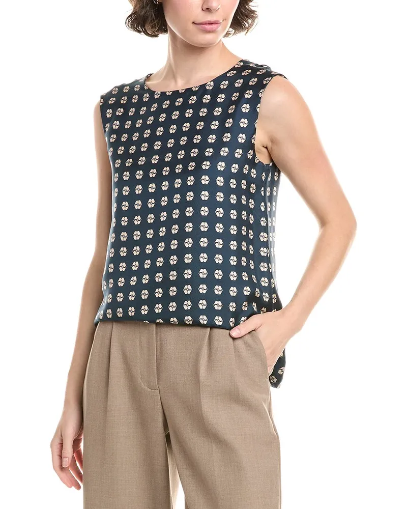 Max Mara S  Timetop Reversible Silk Top Blue