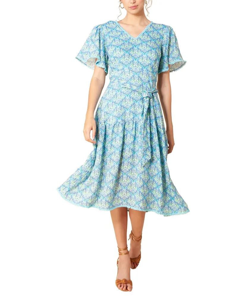 Hale Bob V-Neck Linen Midi Dress Nocolor