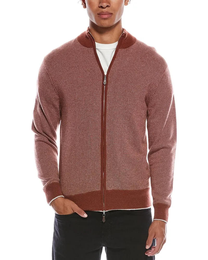 N.Peal Knightsbridge Birdseye Cashmere Sweater Brown