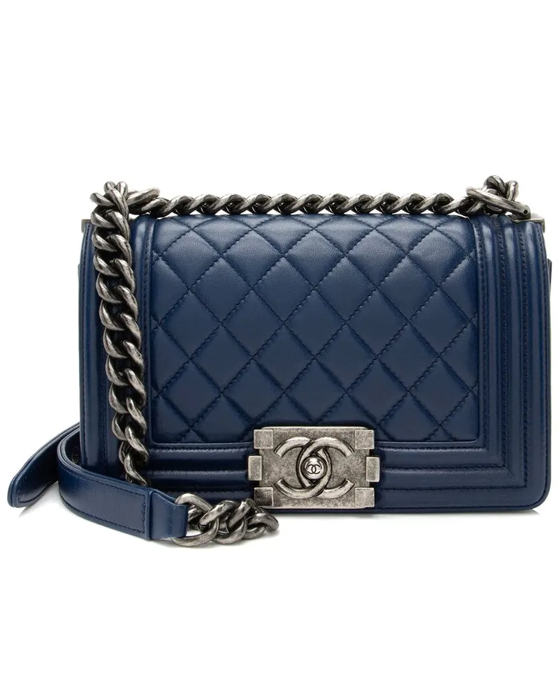 Chanel Blue Lambskin Small Boy Bag (Authentic Pre-Loved Nocolor