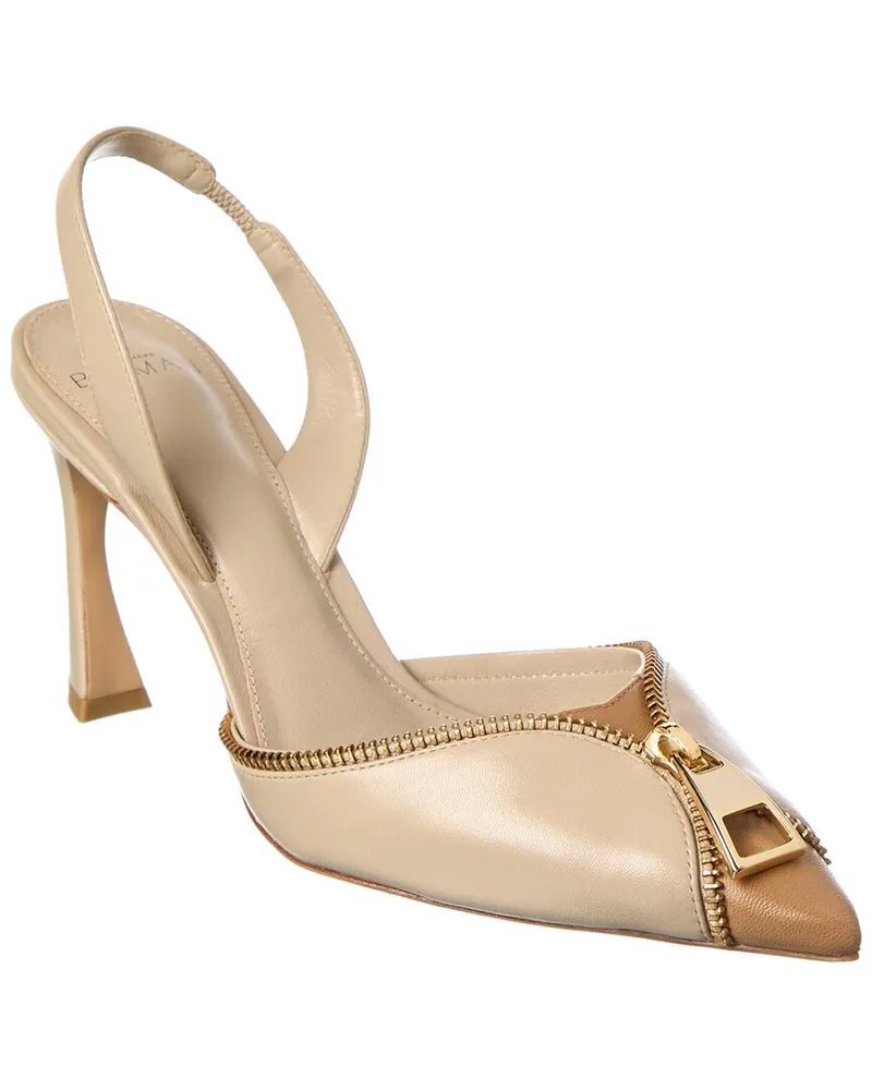Alexandre Birman Zoe 85 Leather Slingback Pump Beige