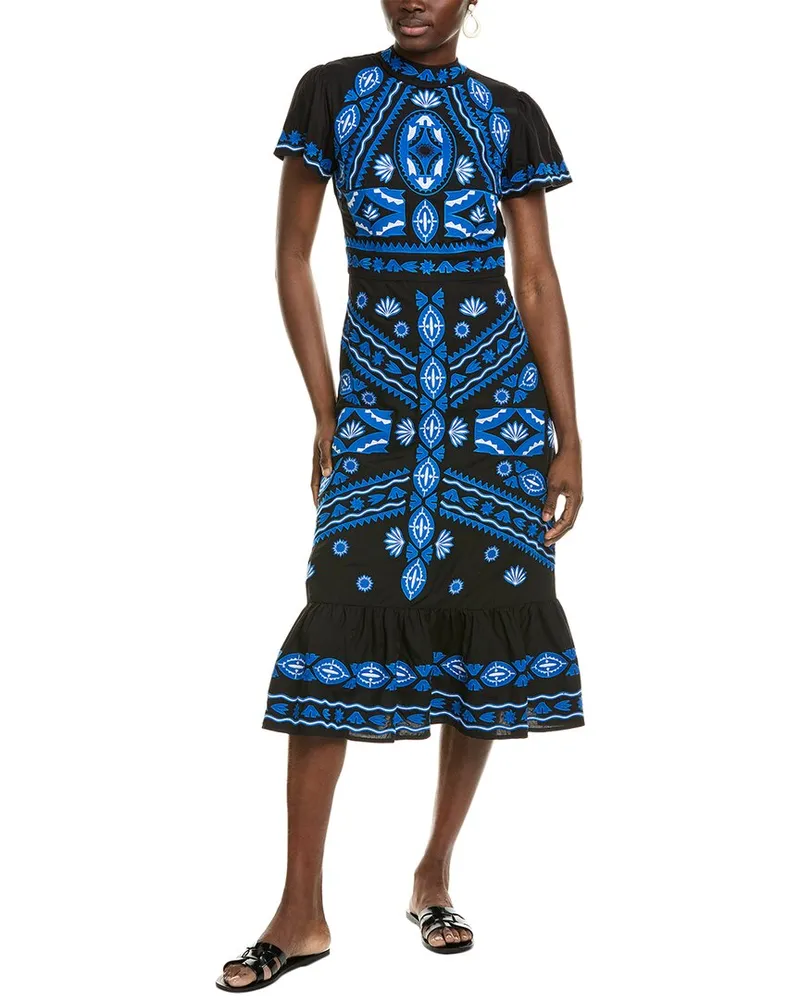 Johnny Was Stephy Midi Dress Blue
