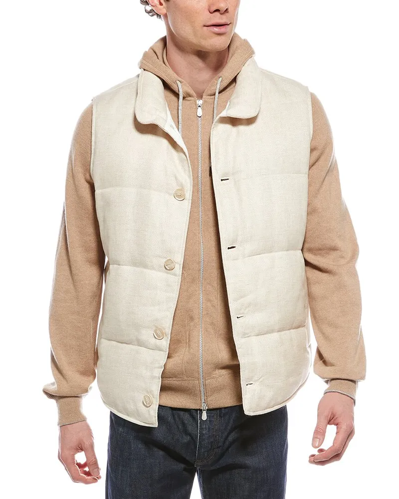Brunello Cucinelli Linen & Wool-Blend Vest Nocolor