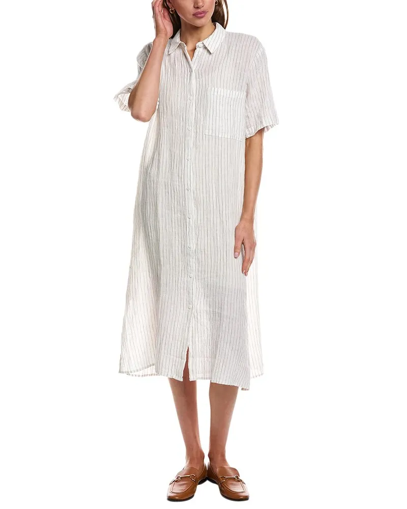 Eileen Fisher Classic Collar Linen Shirtdress Brown