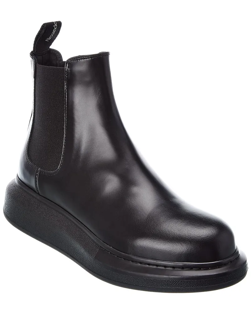 Alexander McQueen Contrast Leather Chelsea Boot Black