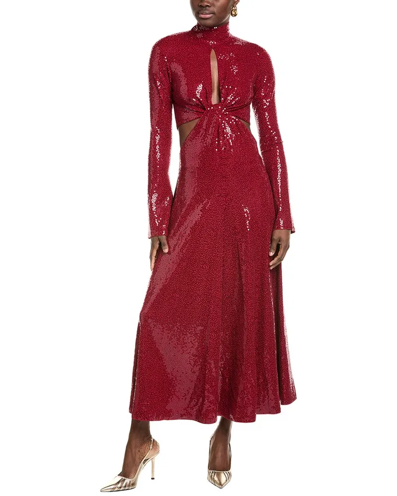 Michael Kors Collection Sequin Cutout Midi Dress Red