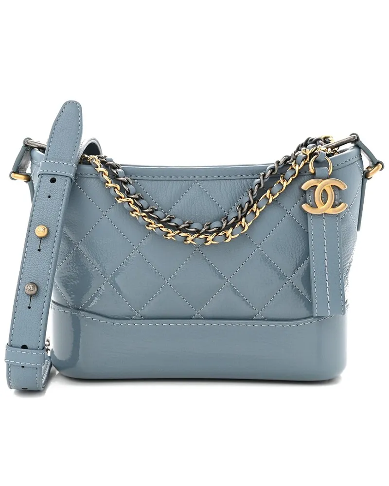 Chanel Blue Leather Quilted Small Gabrielle Hobo Bag (Authentic Pre-Loved Nocolor
