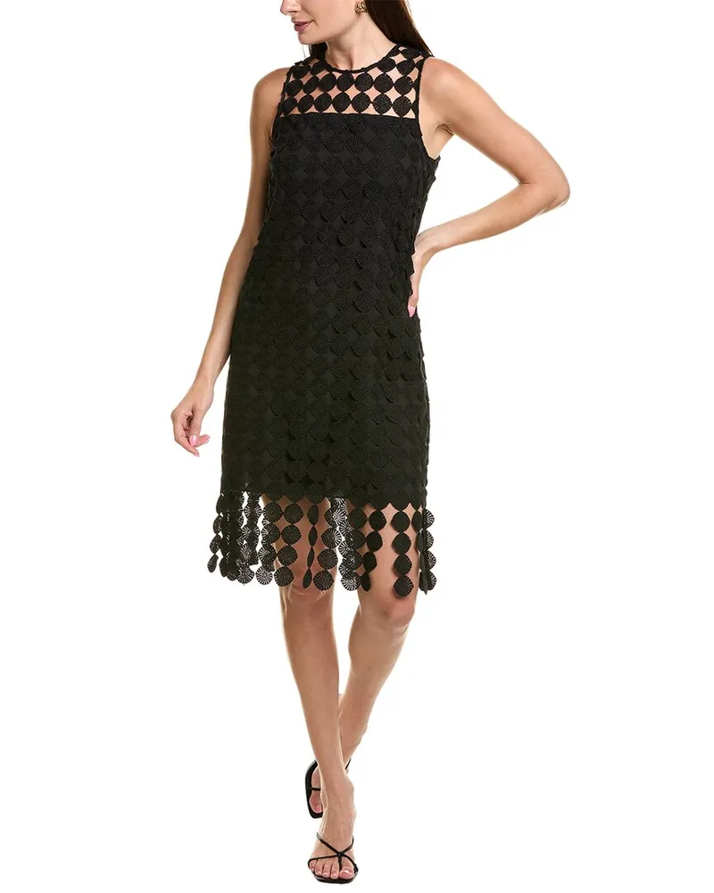 Anne Klein Fringe Lace Shift Dress Black