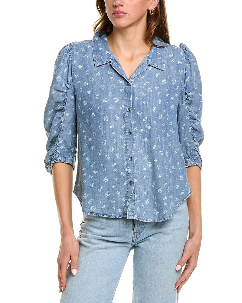 Splendid Puff Sleeve Top Blue