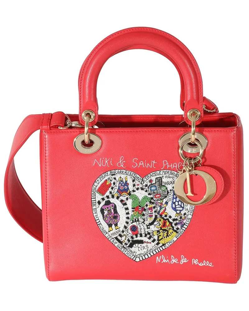 Dior Red Calfskin Niki de Saint Phalle Medium Lady Dior (Authentic Pre-Loved Nocolor