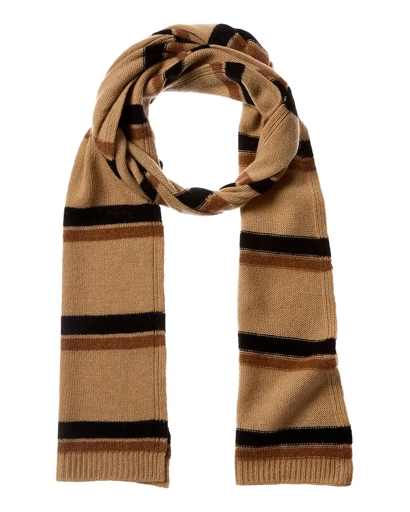 portolano  Striped Cashmere Scarf Brown