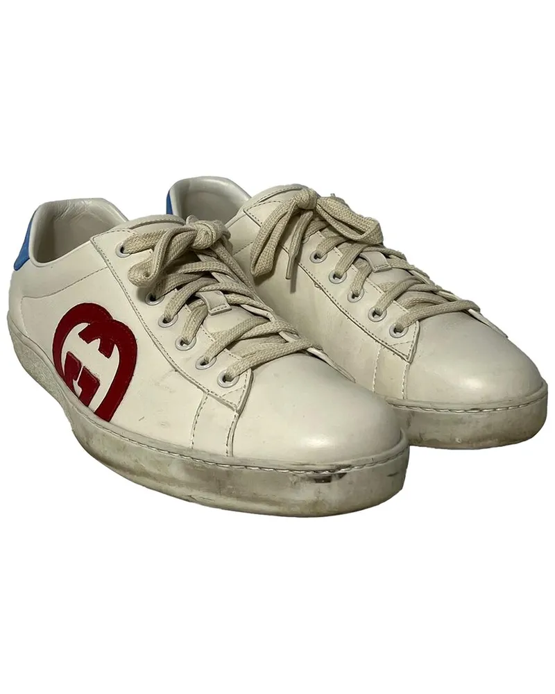 Gucci Men's Leather Ace Interlocking G Sneaker (Authentic Pre-Loved Nocolor