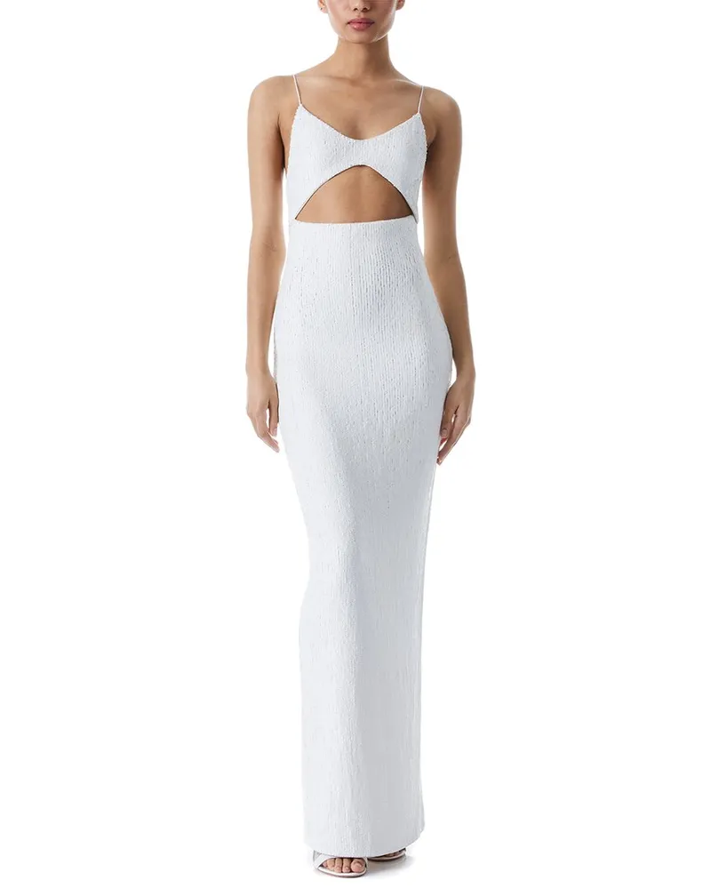 Alice + Olivia Valli Fitted Cutout Cami Midi Dress Nocolor