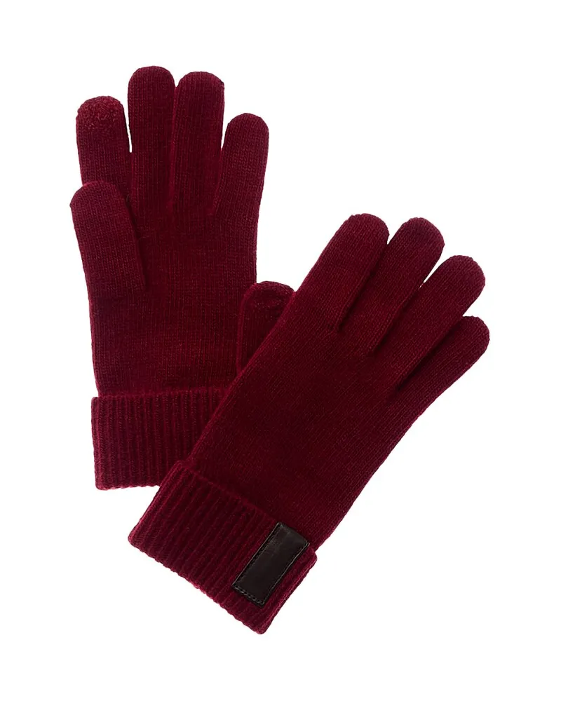portolano  Leather-Trim Cashmere Gloves Red