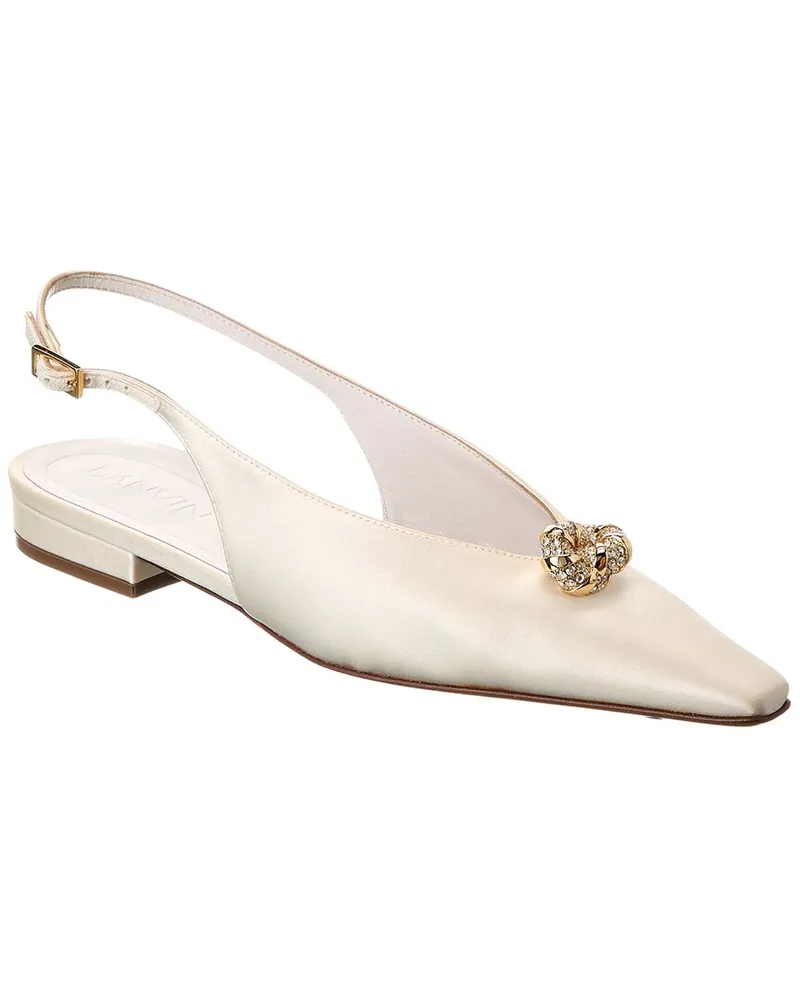 Lanvin Satin Slingback Flat White