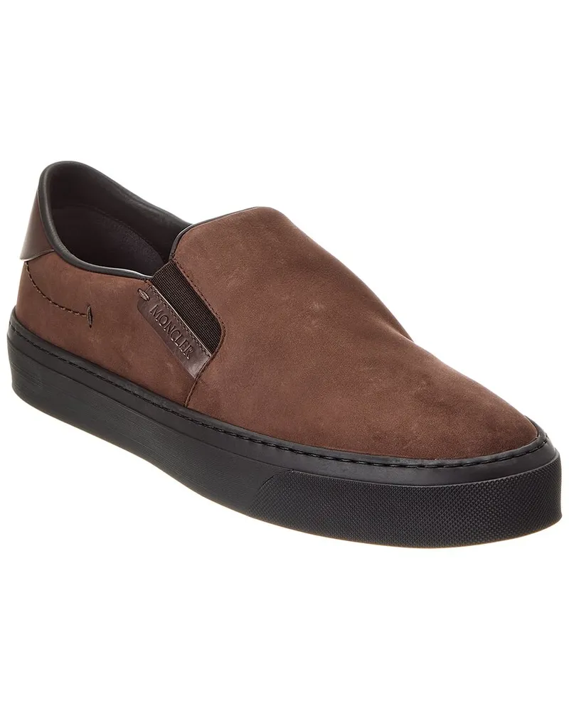 Moncler Monclub Leather Slip-On Sneaker Brown