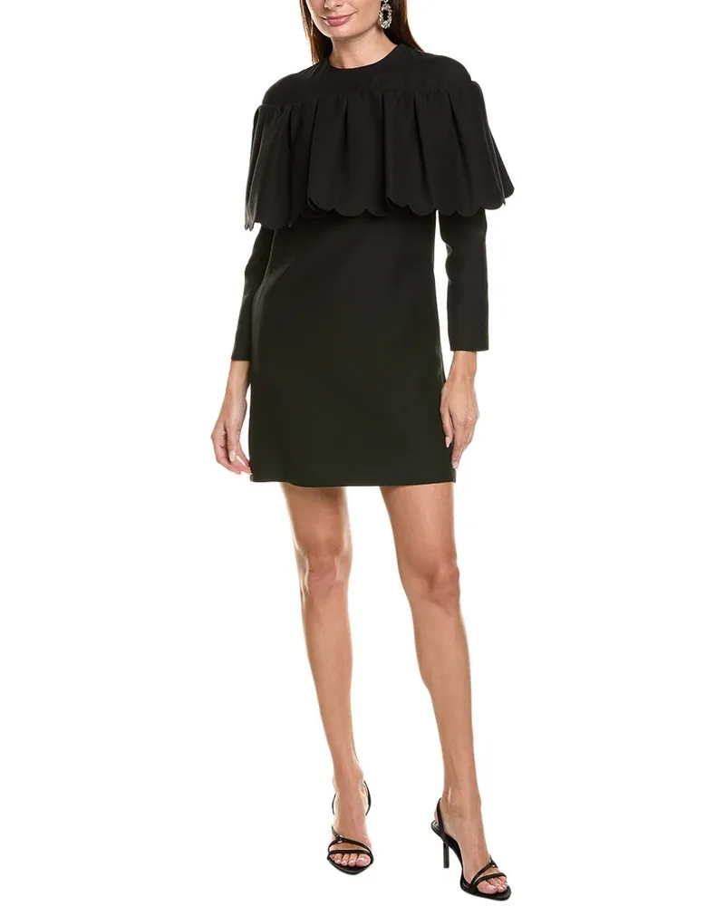 Valentino Garavani Wool & Silk-Blend Shift Dress Black