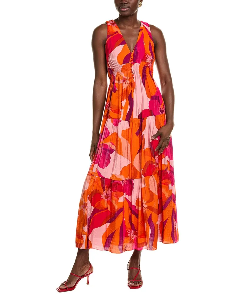 taylor Tiered Midi Dress Red