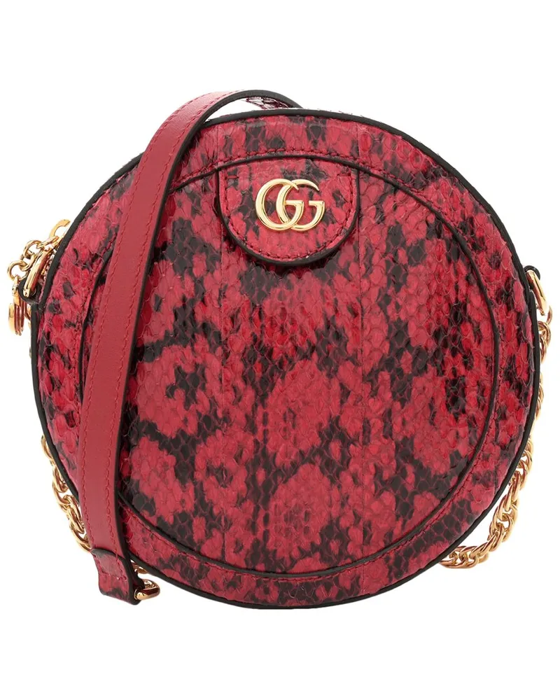 Gucci Red Snakeskin GG Ophidia Round Crossbody Bag (Authentic Pre-Loved Nocolor