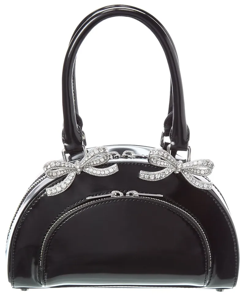 Self-Portrait Self-Portrait Curved Mini Leather Tote Black