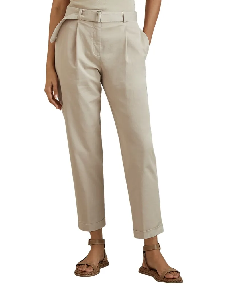 Reiss Hutton Belted Taper Trouser Grey
