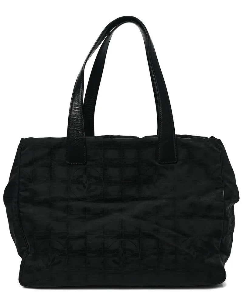 Chanel Black Canvas Large Travel Tote Black (Authentic Pre-Loved Nocolor
