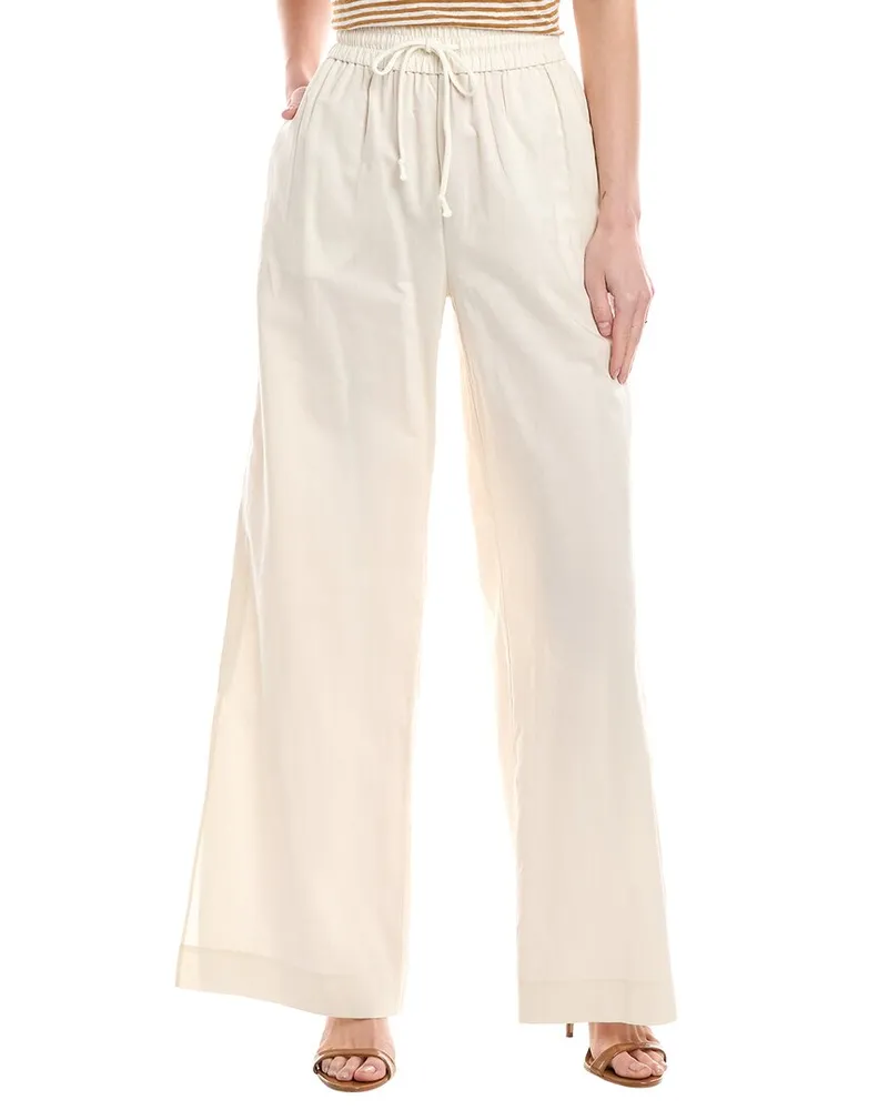 Frame Denim Drawstring Linen-Blend Lounge Pant White