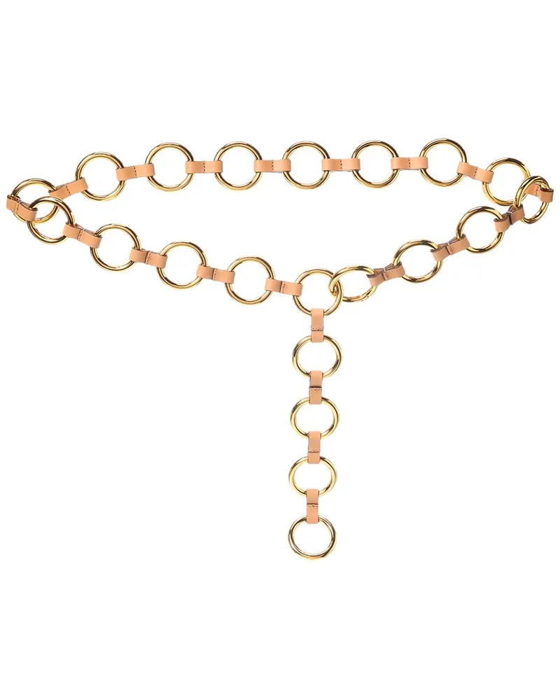 Michael Kors Marisa Metal & Leather Belt Brown