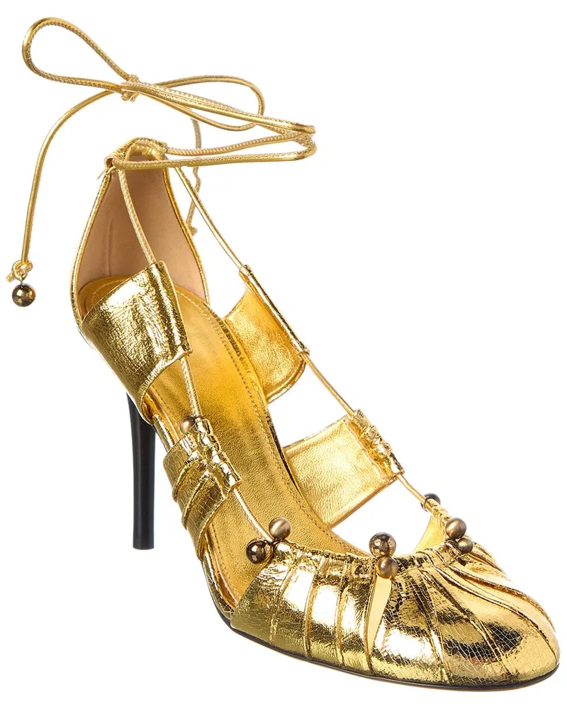 Chloé Decollete Leather Pump Gold
