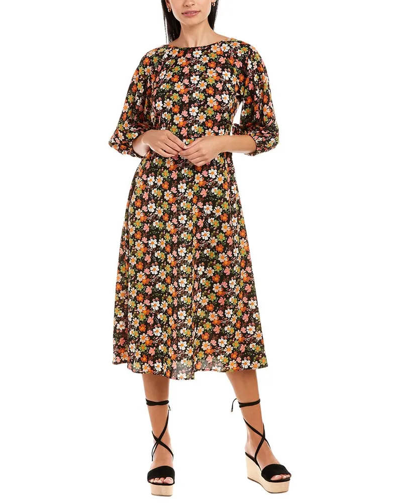 Traffic People Bow Down Midi Dress Black