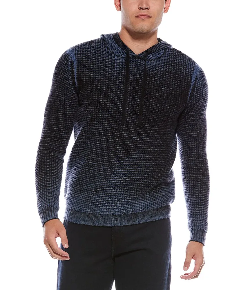 Autumn Cashmere Inked Wool & Cashmere-Blend Hoodie Blue