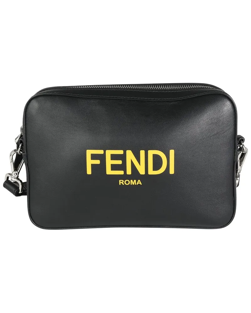 Fendi Black Leather Sunflower Logo Mini Camera Bag (Authentic Pre-Loved Nocolor