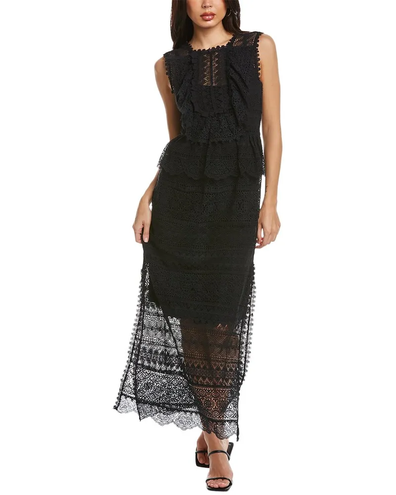 Ulla Johnson Lace Silk-Trim Maxi Dress Black