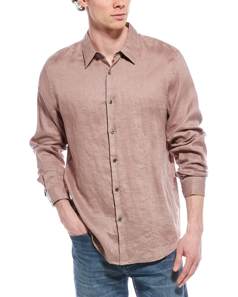 Theory Irving Linen Shirt Pink