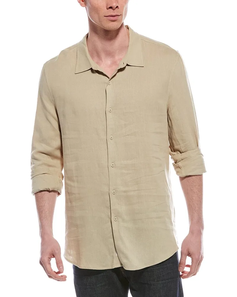 Onia Standard Linen-Blend Shirt Brown