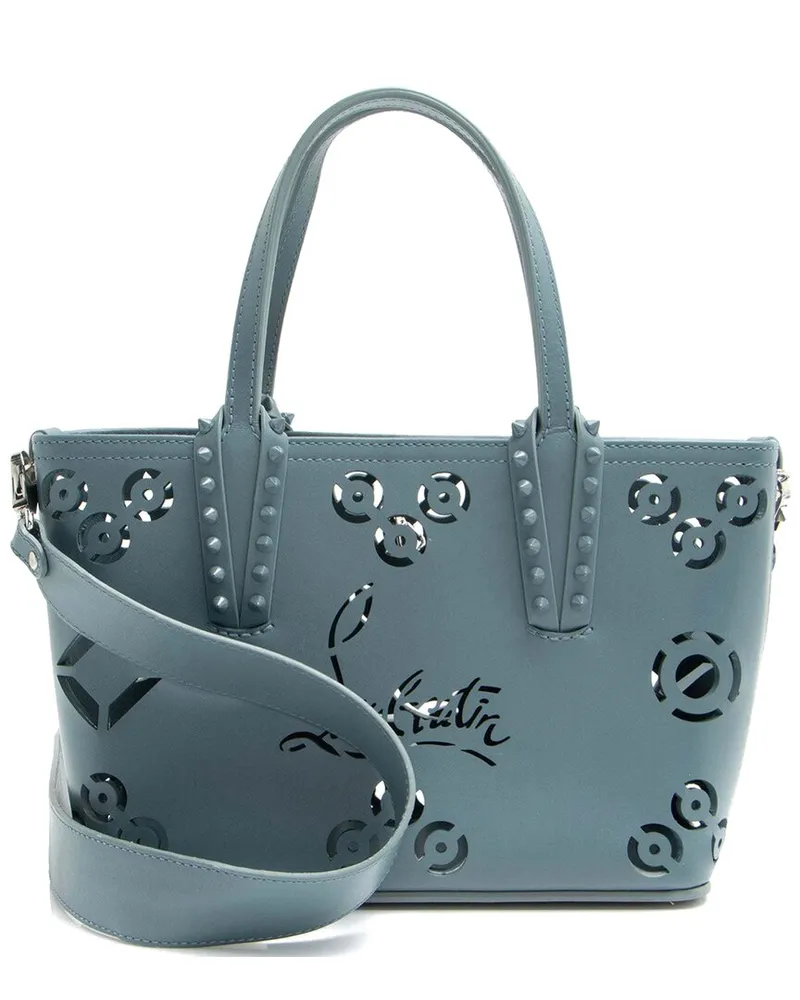 Christian Louboutin Blue Leather Perforated Loubinthesky Cabata Mini Tote  (Authentic Pre-Loved Nocolor